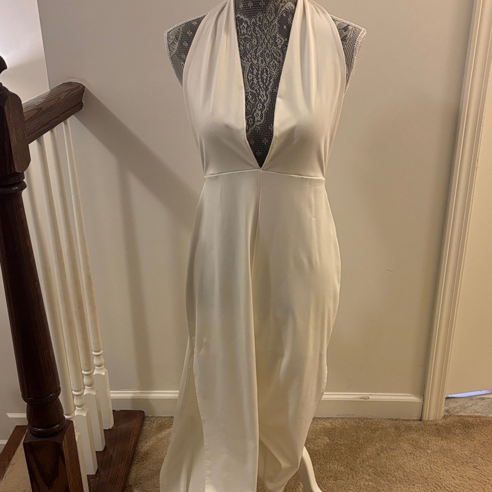 Elegant Cream Halter Jumpsuit